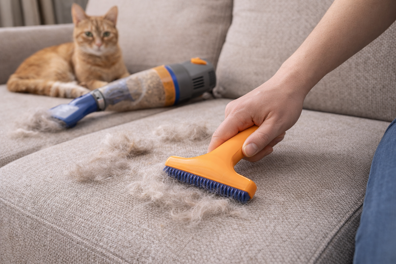 Jak usunąć sierść kota z kanapy?