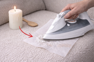 Jak usunąć wosk ze świecy z kanapy?