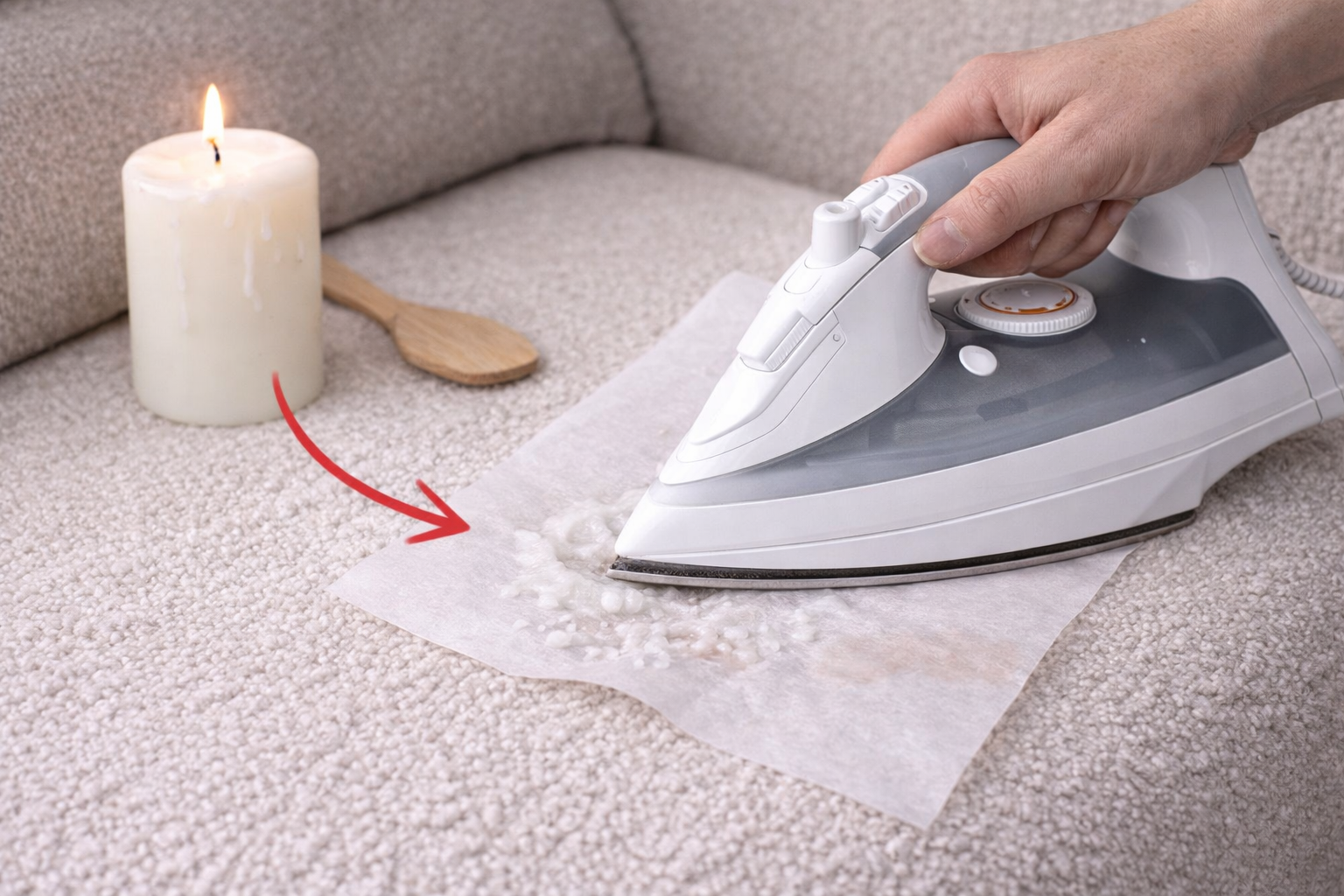 Jak usunąć wosk ze świecy z kanapy?